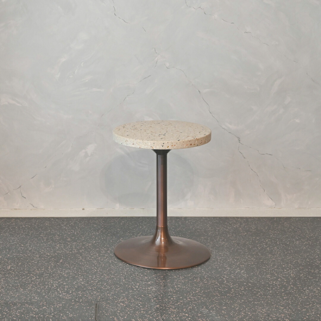 【受注生み出すこと品】BEALSTONE Round Side Table サイドテーブル 濾過性病原体声の調子 テラゾー ショッピングセンターテックス 一種独特ペンキ塗り 左官 混凝土 マーブル