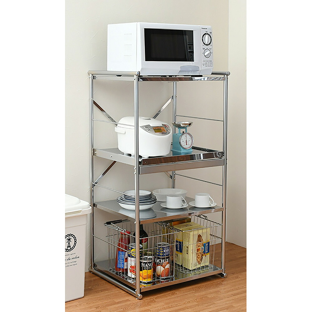 楽天市場】【特典あり】ステンレスレンジラック ミドル オープン[足立