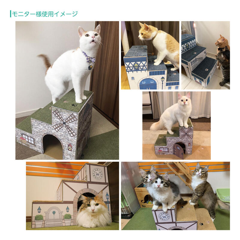 楽天市場 猫のステップハウス 猫 階段 日本製 ステップ 3段 組み立て式 段ボール 猫用品 ステップハウス クラフト幅30cm ペット用 階段 スロープ 踏み台 ペットステップ 猫 Co Brouni