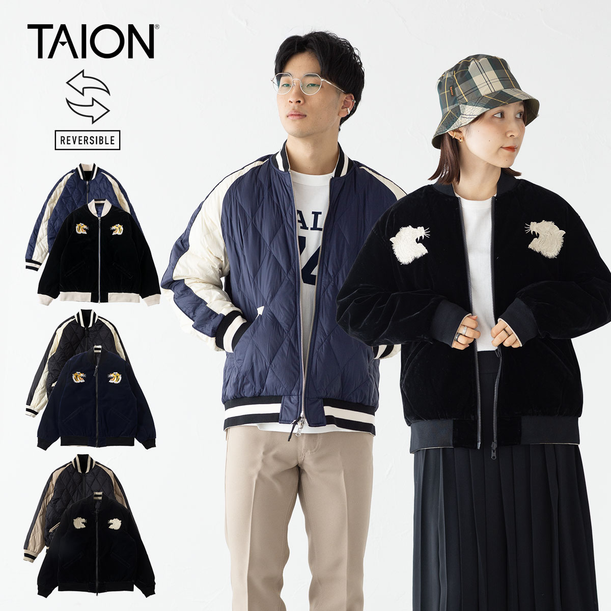 TAIONリバーシブル スカジャン ダウンジャケット TAION（タイオン） リバーシブル スカジャン ダウン ジャケット