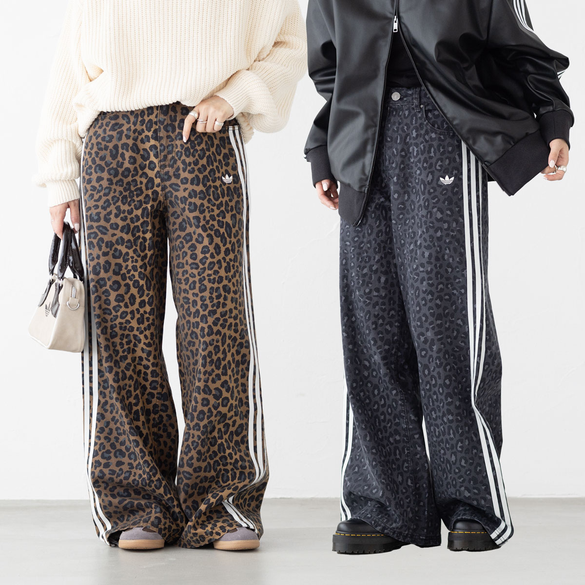 アディダス レオパード デニム ルーズパンツ adidas Originals TP154 アニマル レディース メンズ ワイドデニム オリジナルス