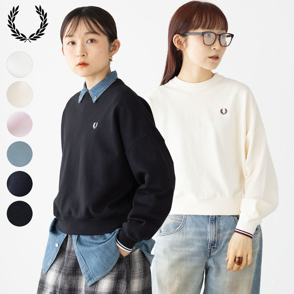 フレッドペリー FRED PERRY ティップド スウェットシャツ G1148 レディース クルーネック トレーナー|ココチヤ
