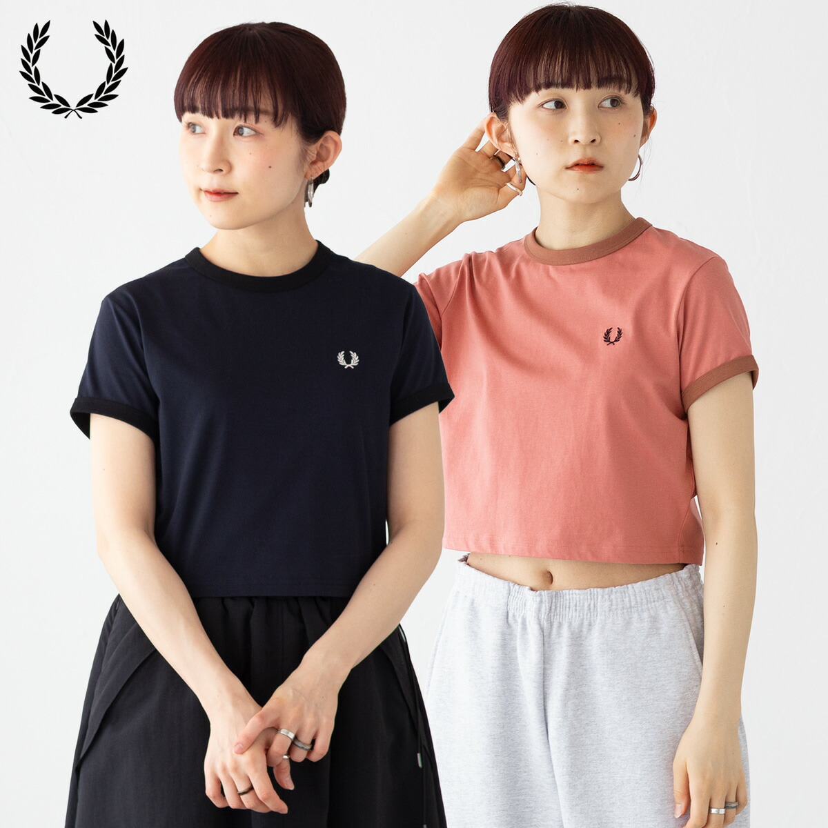 フレッドペリー　Tシャツ 楽天市場】フレッドペリー FRED PERRY クロップド リンガーT