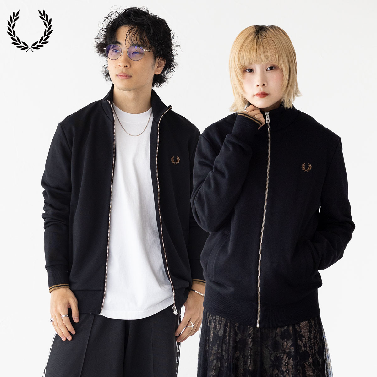 FRED PERRY ブラック ジャージ ジャケット Taped Track Jacket(S 198：BLACK): | FRED PERRY JAPAN