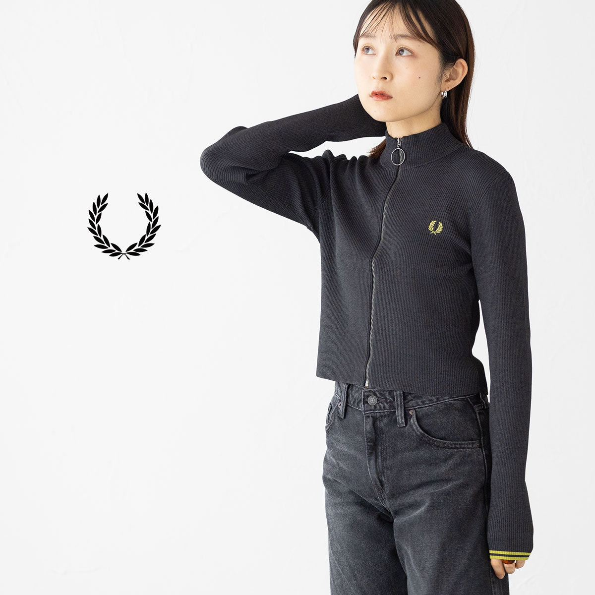 【フレッドペリー ヒットユニオン】90s Y2K カーディガン　ピュアカシミア 楽天市場】フレッドペリー レディース リブ ジップ スルー ジャンパー