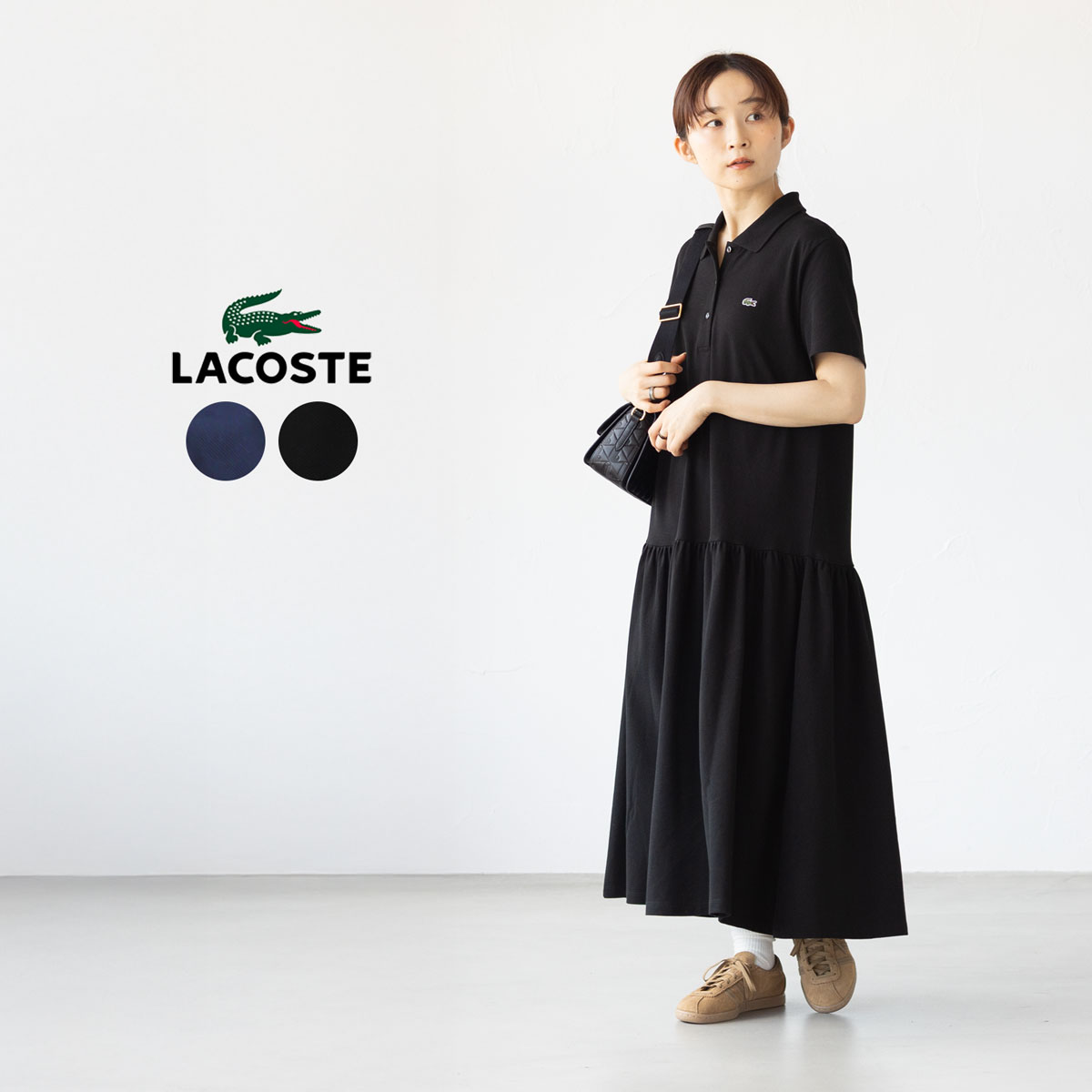 楽天市場】ラコステ 鹿の子地 ピケ ローウエスト ポロドレス LACOSTE