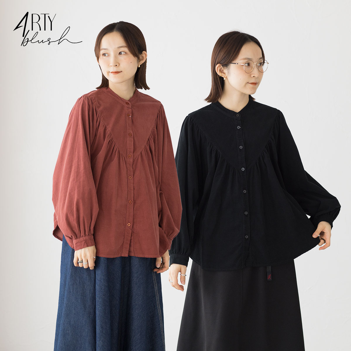 ARTY BLUSH アーティ ブラッシュ コーデュロイ ブラウス ドルマンスリーブ ギャザー 前開き AB915V レディース
