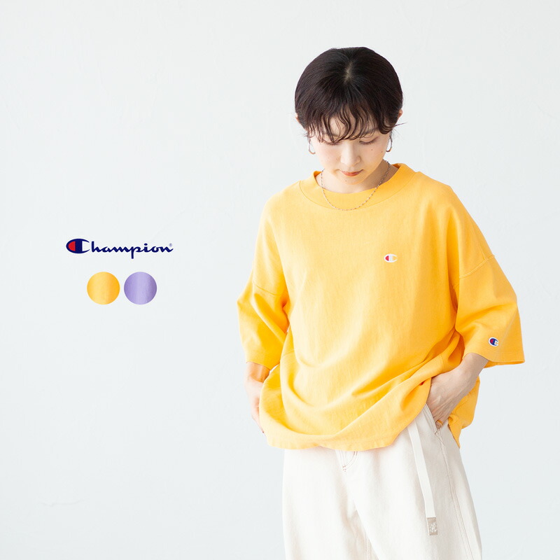 【30%OFF】チャンピオン ウィメンズ リバースウィーブ モックネック Tシャツ CW-R308 レディース ワンポイント