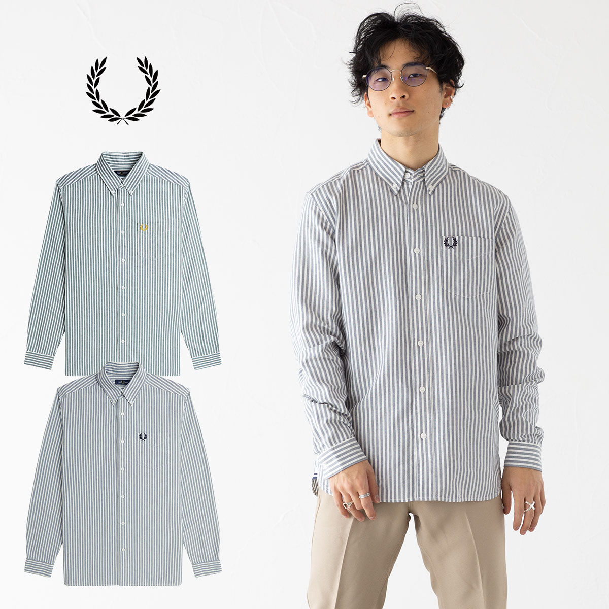 わ*べ様 フレッドペリー　ストライプドシャツカーディガン　Sサイズ わ*べ様 フレッドペリー ストライプドシャツカーディガン S