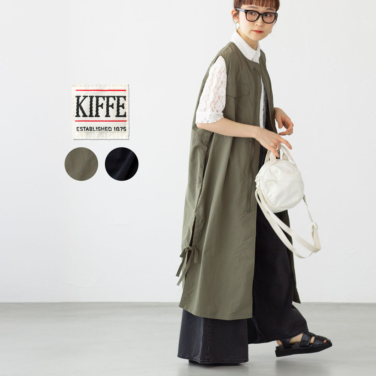 キッフェ スリーブレス ミリタリードレス KIFFE KF251TW00022 ワンピース レディース ノースリーブ ロング ベスト|ココチヤ