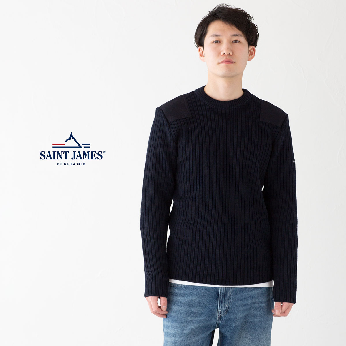 日本正規品 セントジェームス セーター クルーネック コンバットセーター SAINT JAMES GOUVERNAIL III メンズ ニット