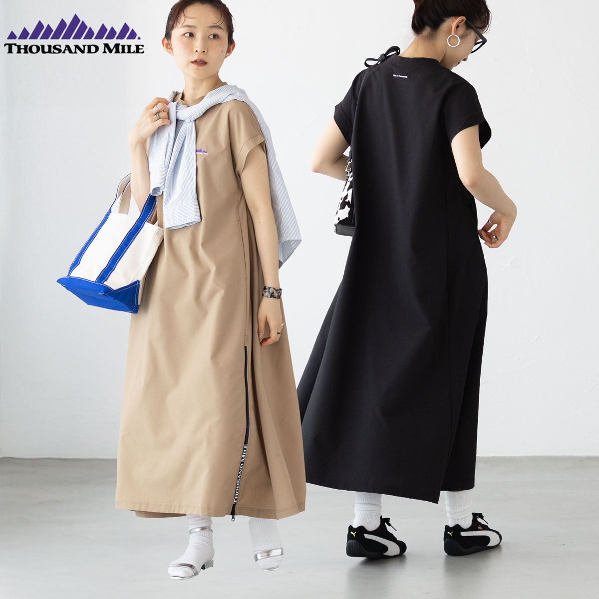 楽天市場】サウザンドマイル フレンチ スリーブ ロング ワンピース