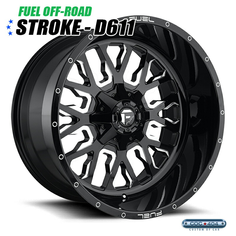 【20インチ 9J】Fuel Offroad D611 Stroke グロスブラック&シルバーアクセント 1本|シーオーシー404 店