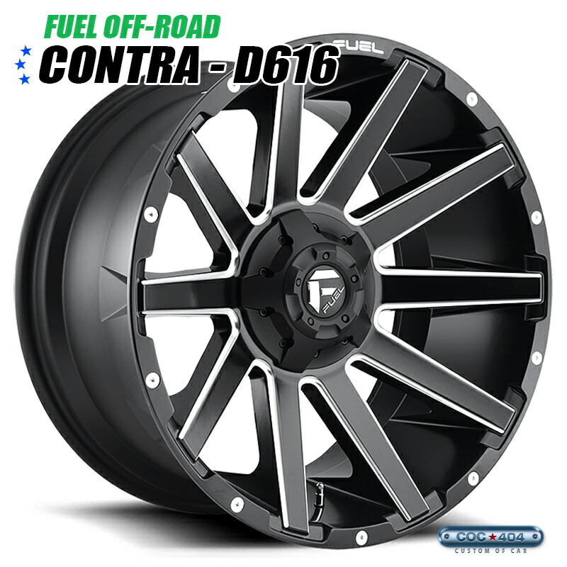【20インチ 9J】Fuel Offroad D616 Contra マットブラック＆シルバーアクセント 1本