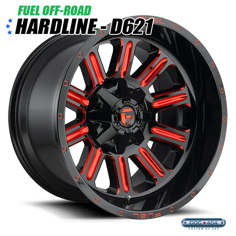 【18インチ 9J】Fuel Offroad D621 Hardline グロスブラック&レッドアクセント 1本|シーオーシー404 店