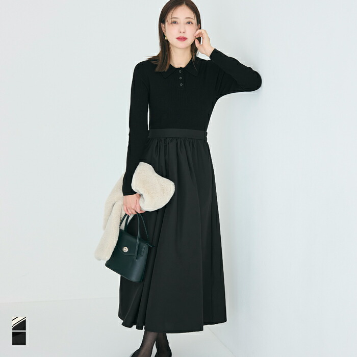 BEARDSLEY ツイードフレアワンピース　ブラック　1 1677507824_1000.jpg