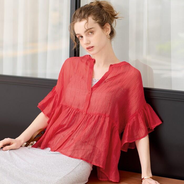 SALE／50%OFF】Mila Owen ウール混スタンドカラーリバーケープコート