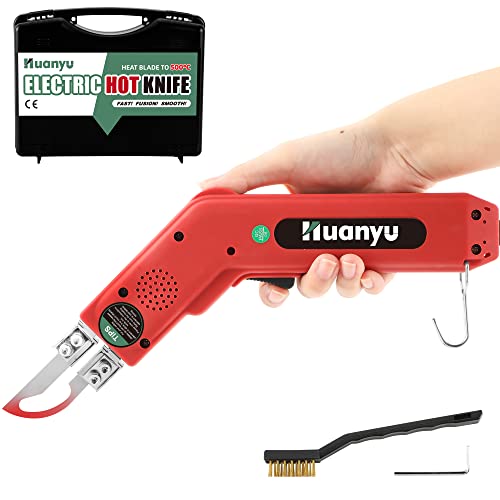 Huanyu ホットスライドカッター ホットナイフ 100W 5秒加熱 50-500℃温度調節 布/ゴム/ロープ/プラスチック/アクリル カット用 (アー