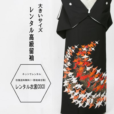 【レンタル】留袖 衣裳 着物 黒留袖 貸衣装 ４泊５日 彩々鶴レンタル黒留袖 お勧めオススメ L寸LL寸 2L大きめサイズ レンタル留袖 留袖 着物レンタル 結婚式 黒留袖 貸衣装 母親 親族 とめそで トメソデおまかせ 草履バッグ付fy16REN07★往復送料無料★fy16REN07