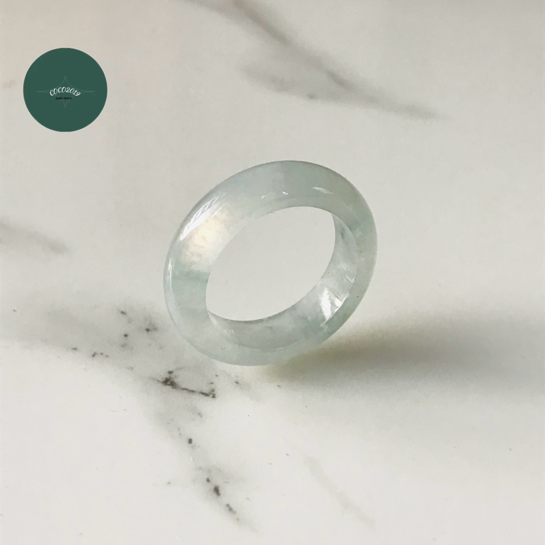 【B300-0126】翡翠　ヒスイ　くりぬきリング　ミャンマー産　13号　氷翡翠 B300-0126】翡翠ヒスイくりぬきリングミャンマー産13号氷翡翠