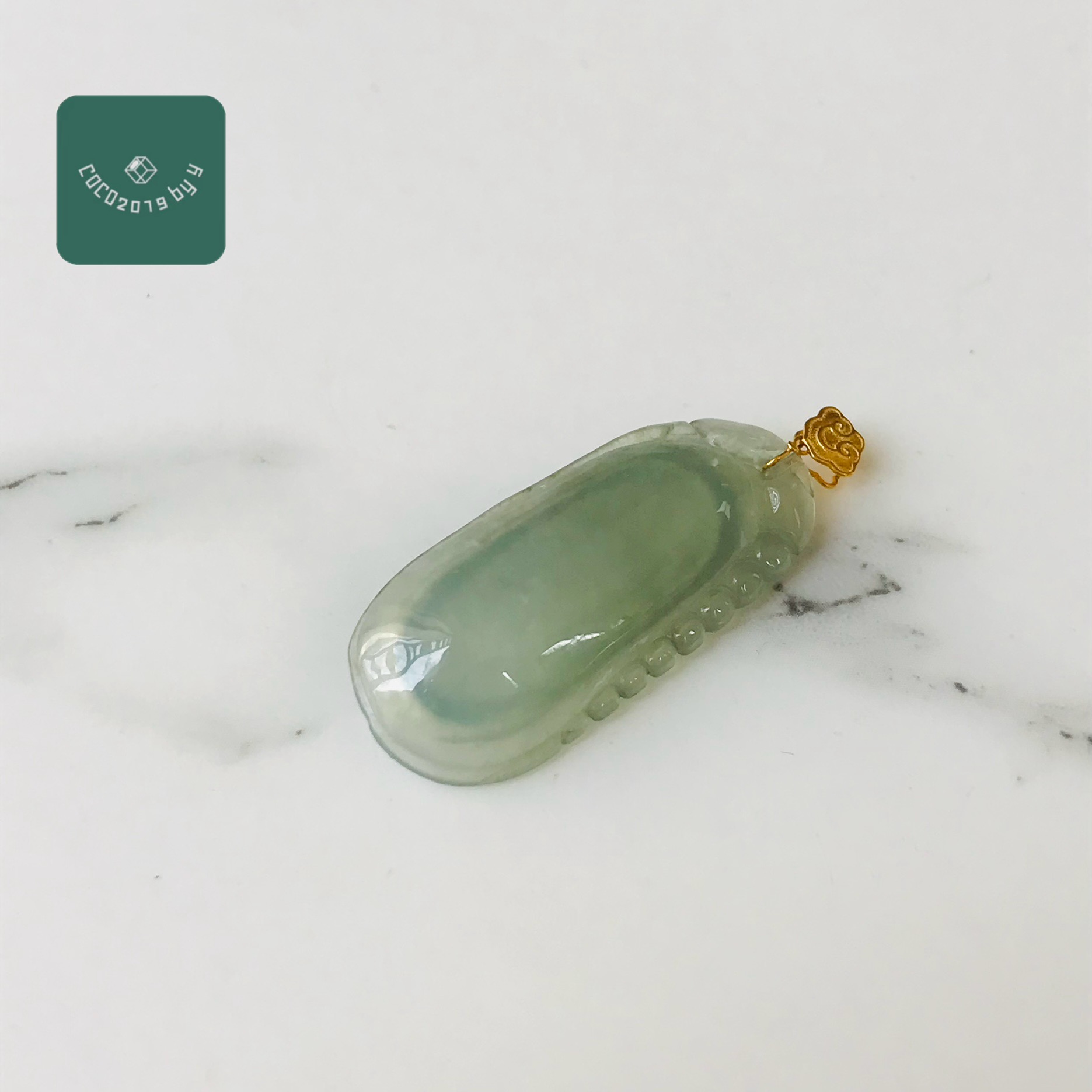 楽天市場】翡翠 ペンダント トップ K18（レクタングル）グリーン翡翠