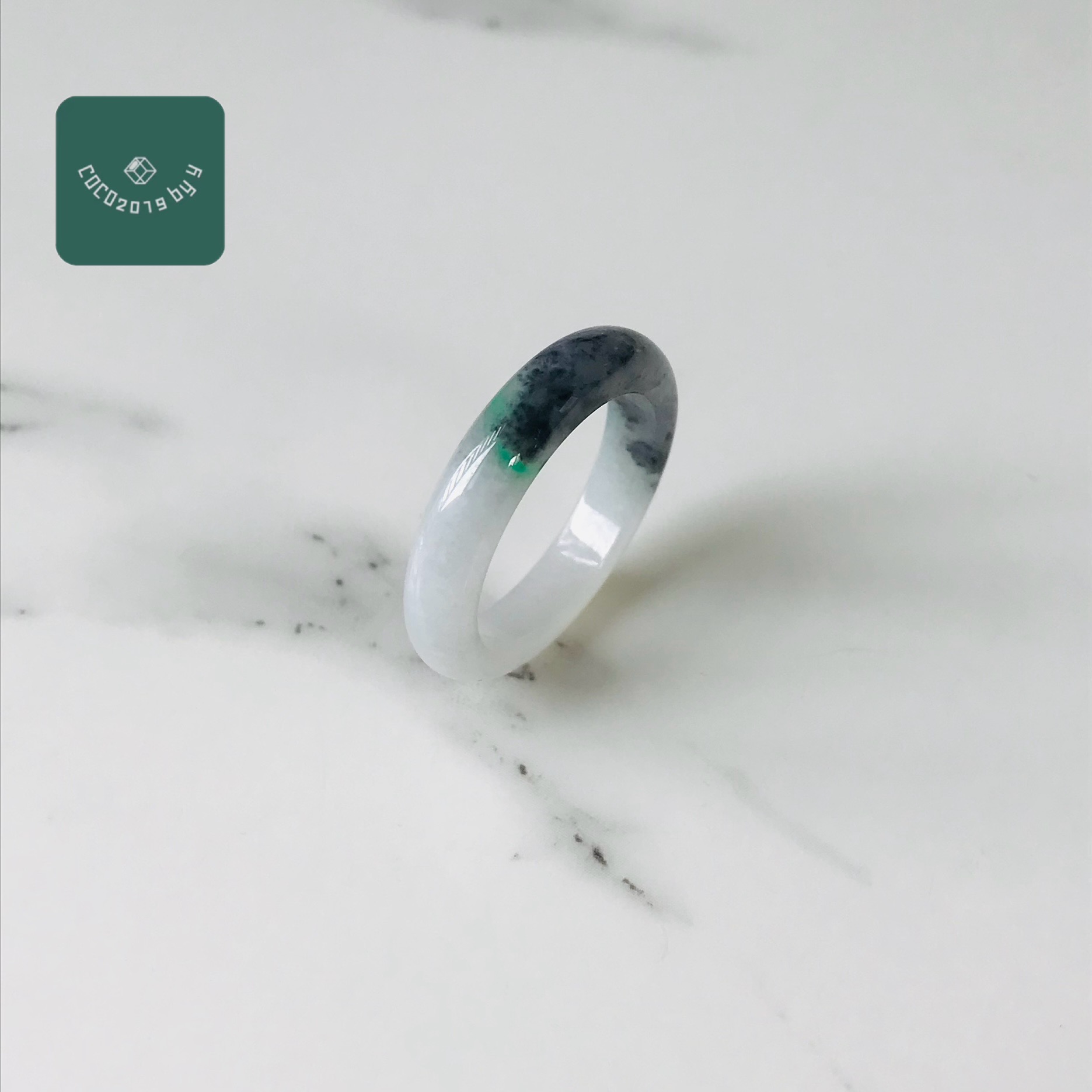 輪っか ビルマ産 翡翆 翡翆 jade  くりぬき輪っか 15号 指環 指環 天然石 翡翆 ひすい 力強さ石ころ hisui 本翡翆 翡翆専門職店 付属品  宝飾品戒圈 成年者可愛らしい 緑 黒