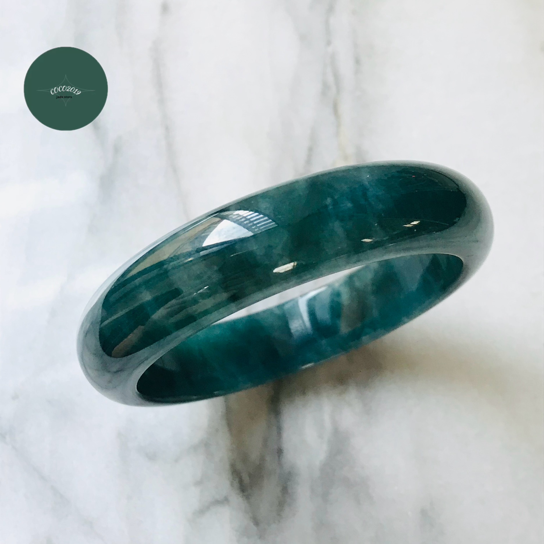 グアテマラ共和国産 翡翆 翡翆 jade バングル 腕輪 58.3粍 翡翆 ひすい 力強さ石ころ hisui 本翡翆 翡翆専門職店 付属品 宝飾品 手? 青 緑