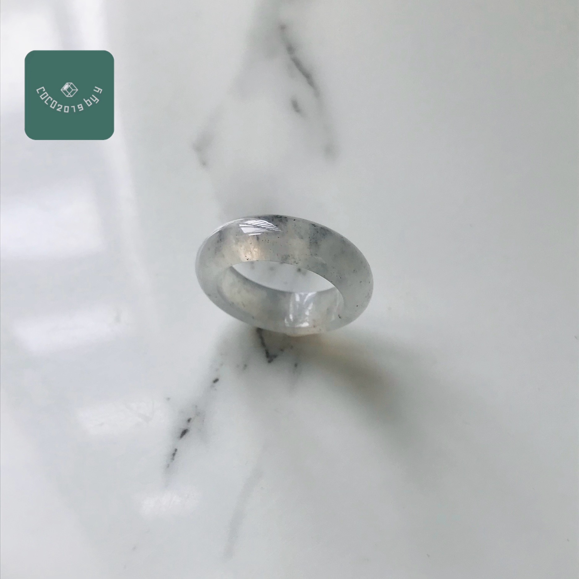 輪っか ビルマ産 翡翆 翡翆 jade  くりぬき輪っか 8号 指環 指環 天然石 翡翆 ひすい 力強さ石ころ hisui 本翡翆 翡翆専門職店 付属品  宝飾品戒圈 成年者可愛らしい 白 黒