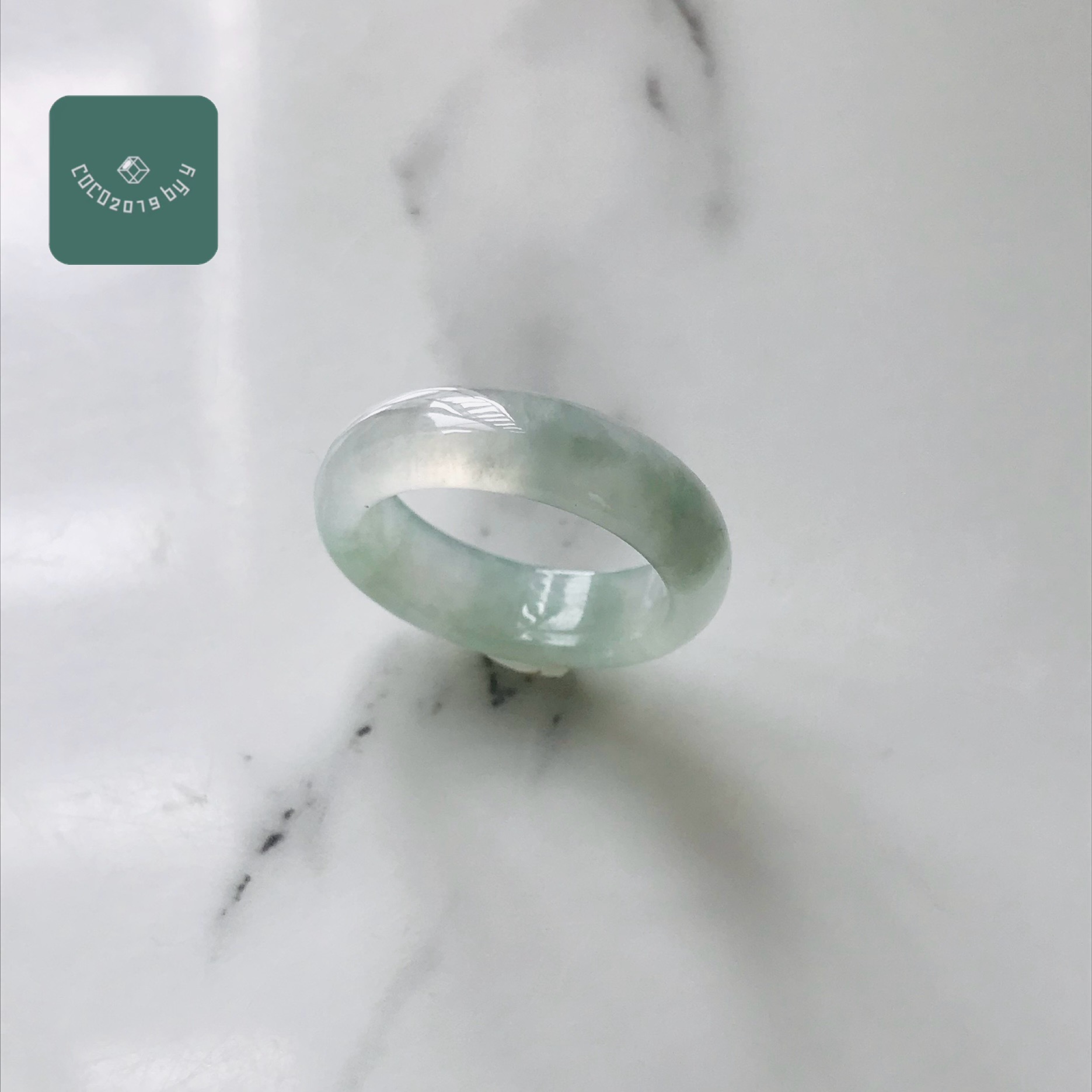 輪っか ビルマ産 翡翆 翡翆 jade  くりぬき輪っか 9号 指環 指環 天然石 翡翆 ひすい 力強さ石ころ hisui 本翡翆 翡翆専門職店 付属品  宝飾品戒圈 成年者可愛らしい 白 緑
