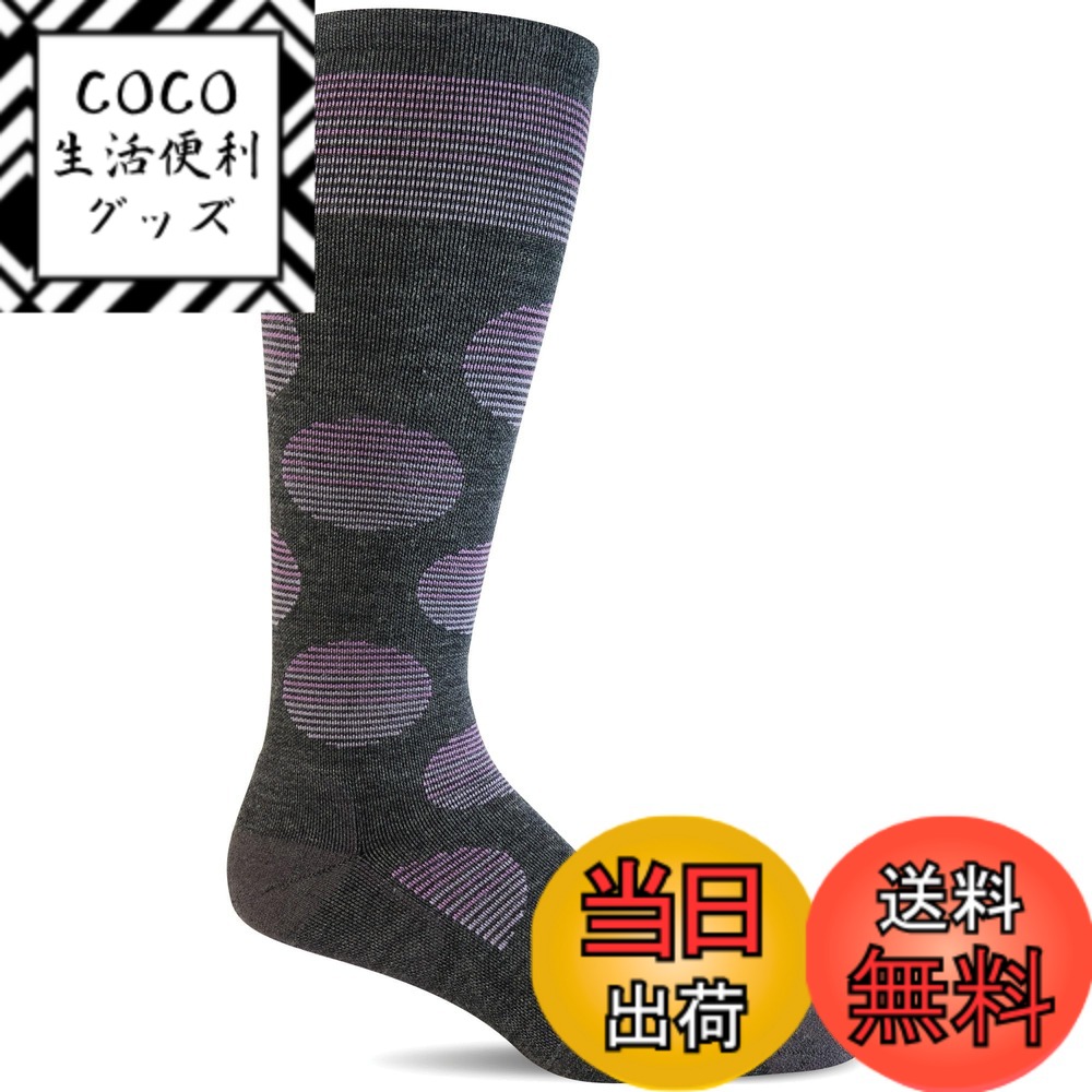 【送料無料】[ソックウェル] メリノウール 着圧 ソックス 【FEATHERWEIGHT DOT】 色：チャコール、サイズ：M-L