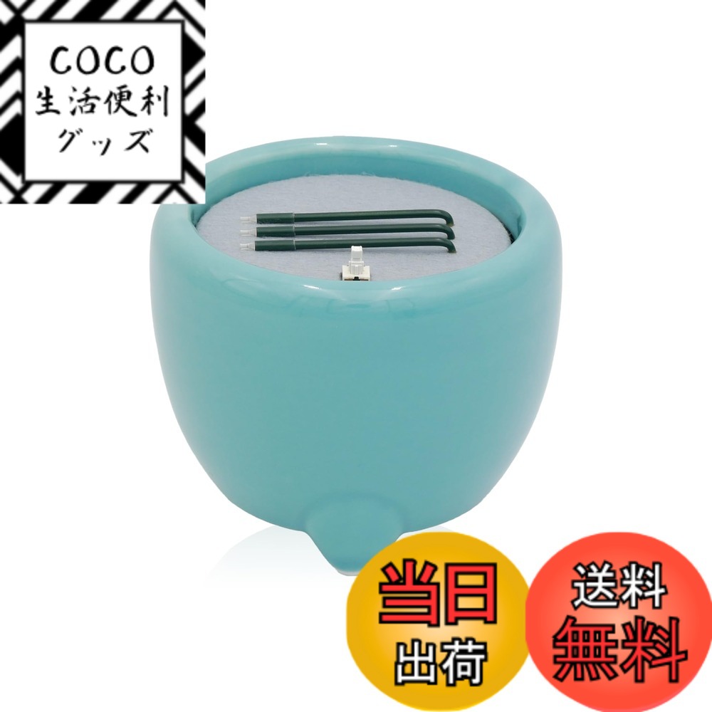 【送料無料】大一創芸 LED電池式線香 火を使わない（多治見 陶器香炉）美濃焼 現代仏具 モダン仏壇 色：ブルー、サイズ：Lサイズ（寝かせ）