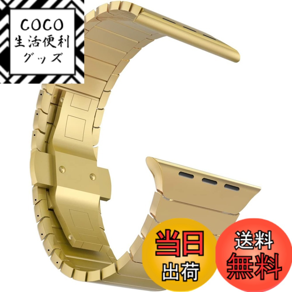 【送料無料】MaKTechステンレススチール金属のリンクブレスレットバンドに対応しますと互換性があるApple Watch シリーズ 11/10/9/8/7,Ultra 3/2/1,SE 3/2/1 [2025] 色：ゴールド、サイズ：49mm Ultra 広い