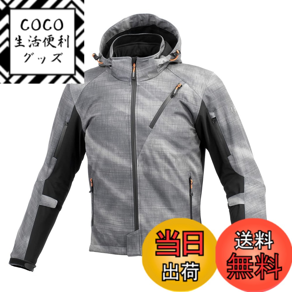 【送料無料】[コミネ] バイク用 プロテクトソフトシェルウィンターパーカ-イフ JK-579 JK-5791 JK-5792 JK-5793 秋冬春向け 防寒 CE規格レベル2 CE規格 ストレッチ素材 防風 プロテクター 色：Neo Smoke、サイズ：XL
