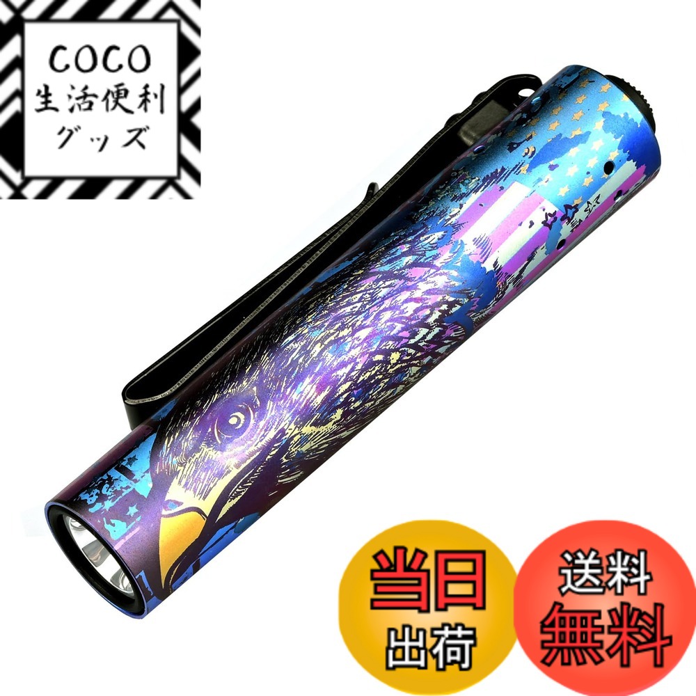 【送料無料】ACEBEAM Rider RX 2.0 懐中電灯 LED 小型 軽量 強力 明るさ最大1000ルーメン フラッシュライト 単三対応 IP68防水 日常の持ち運び、アウトドア、登山、地震災害などに適しています 色：イーグルフラッグパターン（チタン）- 700lm 5000K CRI90