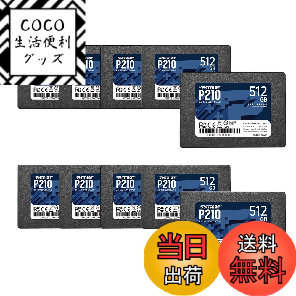 【送料無料】Patriot P210 Parent Solid State Drive SSD 色：ブラック、サイズ：512GB 10 Pack