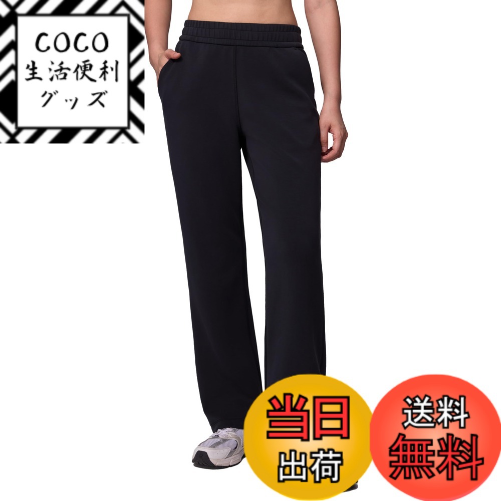 【送料無料】[CRZ YOGA] スウェットパンツ レディース ワイド ゆったり ハイウエスト ポケット付 引き紐付 春 秋 アジアフィット 股下28インチ/71センチ SoftAura 色：ブラック、サイズ：XS Regular