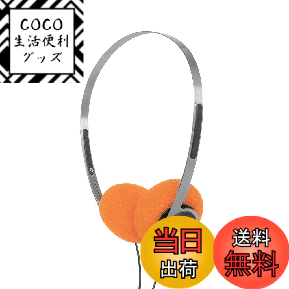 【送料無料】Koss x Retrospekt P/21 レトロオンイヤーヘッドホン、レトロオレンジフォーム、調節可能なヘッドバンド、有線3.5mmプラグ、オレンジブラック、シルバー。 色：オレンジ