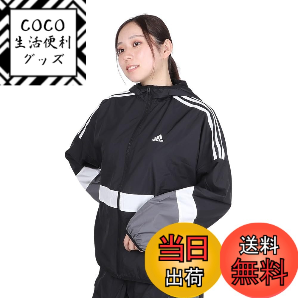 【送料無料】adidas(アディダス) ジャージトップチーム ルーズフィット ウインドブレーカージャケット KTX57レディース 色：ブラック(JG3389)、サイズ：S
