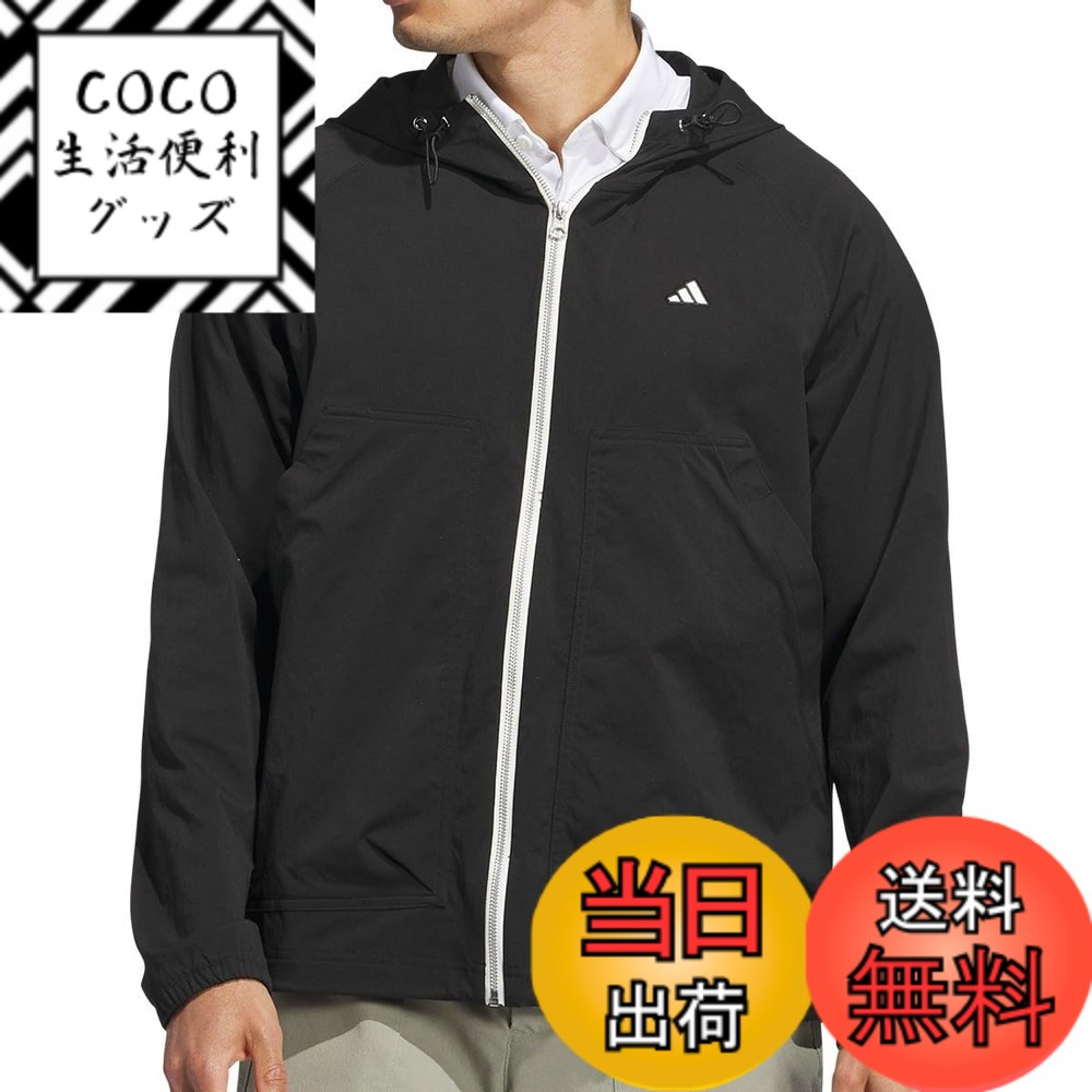【送料無料】adidas Golf(アディダスゴルフ) ゴルフフーディーGO-TO 防風 フルジップ長袖フーディーメンズ 色：ブラック、サイズ：L