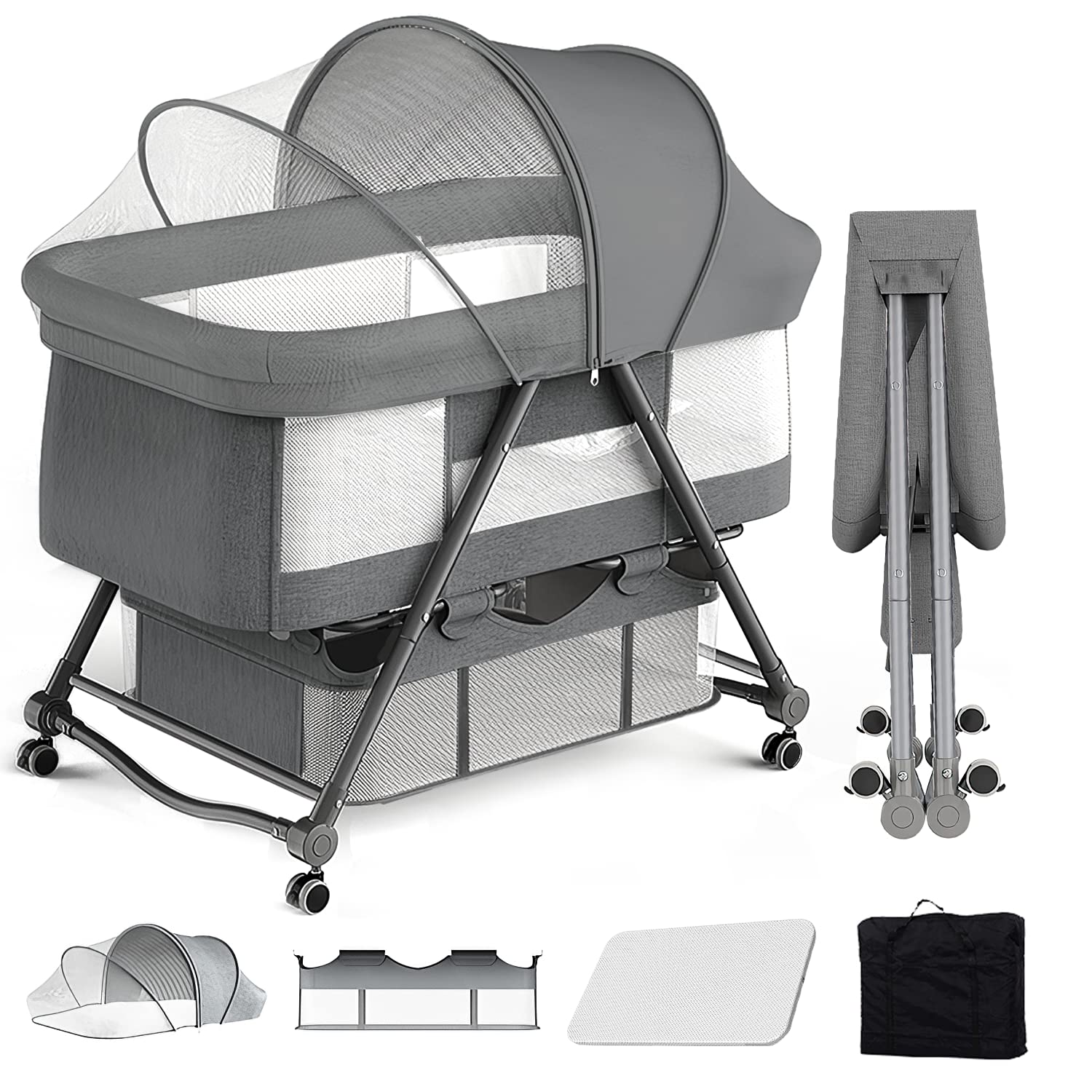 楽天市場】【送料無料】UBRAVOO ベビーベッド ゆりかご ベビーラック