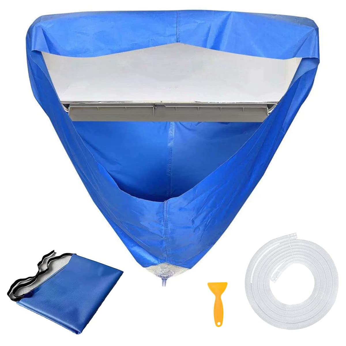 【送料無料】YOUTALLYエアコン 洗浄 カバー 壁掛用 エアコン 掃除 カバー 室内用 大（Lサイズ）使いやすい 排水 再利用可能 クリーニング カバー 汚水の飛散を防ぐ 漏れがないこと 2.8m排水ホース 付き (V型中〜大サイズ)画像