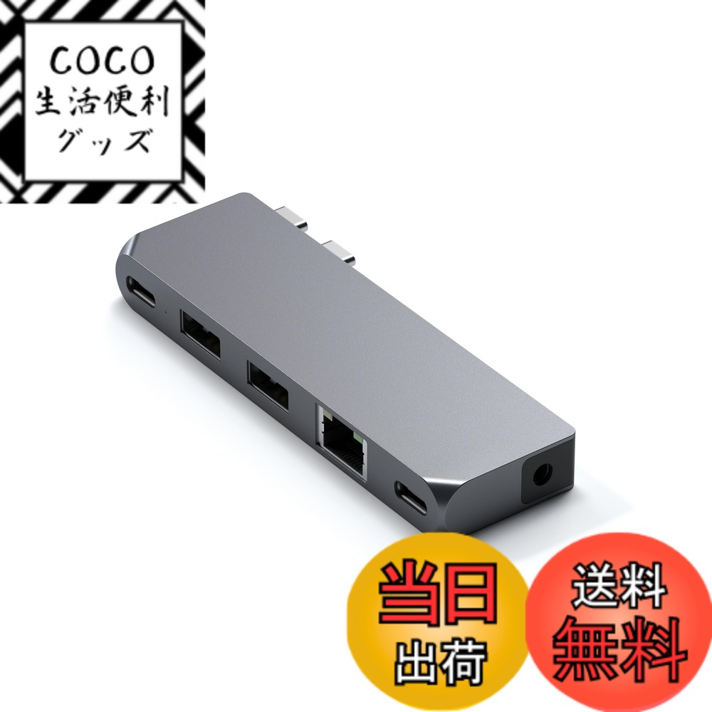 【送料無料】SATECHI USB-C Pro Mini Hub 6-in-1マルチポートアダプター、高速データ転送（USB4 40Gbps、96W PD充電、最大6K@60Hzビデオ出力、USB-C & USB-A 5Gbps、有線LANイーサネット、オーディオ搭載）－ MacBook Air & Pro 対応 － スペースグレイ