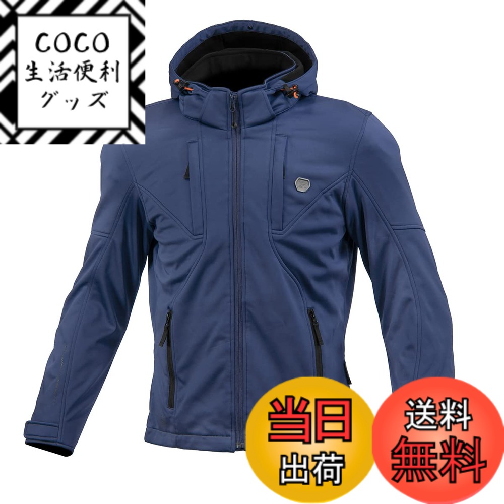 【送料無料】コミネ(KOMINE) バイク用 ジャケット JK-6022 プロテクトソフトシェルシステムパーカ Neo Navy 2XL