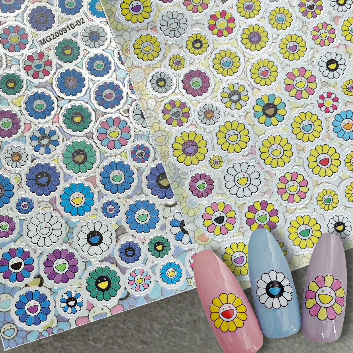 楽天市場】ネイルシール【1枚】カラフル スマイリー フラワー スマイル