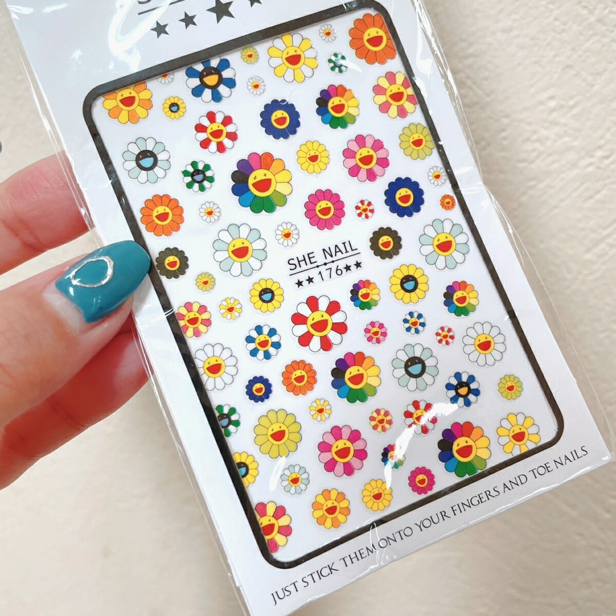 ネイルシールカラフル スマイリー ニコちゃん フラワー お花 Nailsticker ハリウッド スマイル