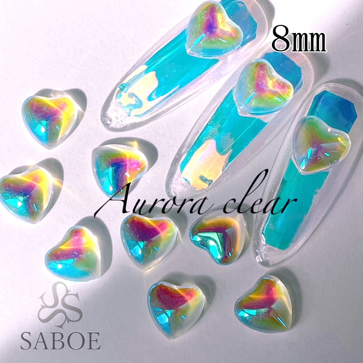 楽天市場】ネイルパーツ【5個入】8mm うるうる ハートストーン