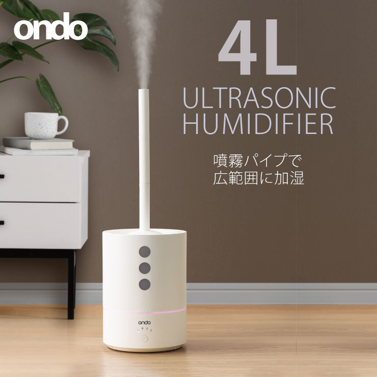 【送料無料】4L 超音波式加湿器 ホワイト アロマオイル対応 卓上加湿器 ミスト 乾燥対策 加湿 プレゼント 贈り物 贈答品 新生活応援 入社式 入学式 春 ココアルデ 6H027