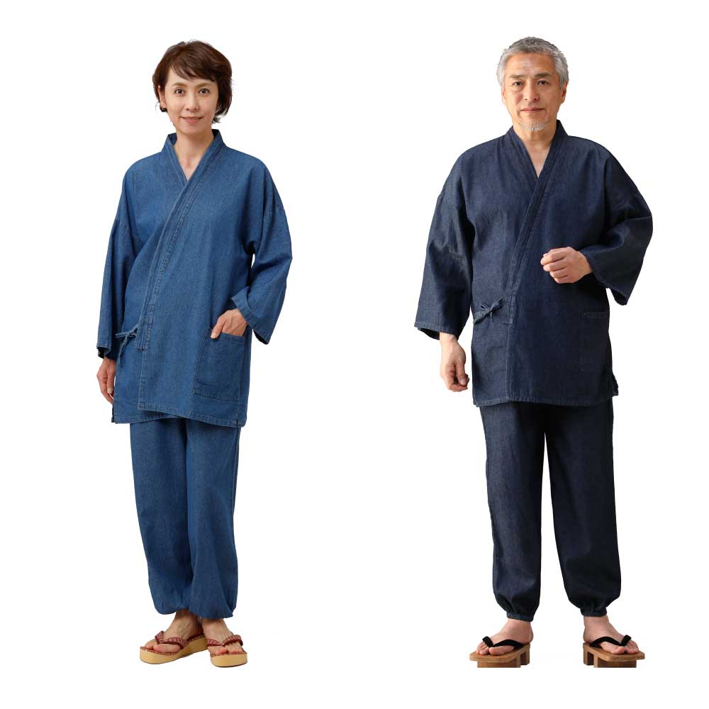 【送料無料】中綿入り デニム 作務衣 綿100% Sサイズ Mサイズ Lサイズ LLサイズ 3Lサイズ ソフトブルー インディゴブルー 藍 紺 メンズ 男性 紳士 作業着 寝巻 パジャマ 部屋着 和服 プレゼント 贈り物 贈答品 母の日 ゴールデンウィーク 衣替え ココアルデ aa00032