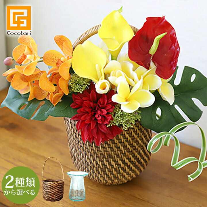 楽天市場】Bali Tropical Flower ＆ Vase Set (Luxury) 【 造花