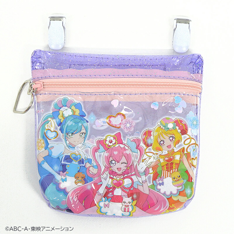 送料無料 デリシャスパーティプリキュア 保育園 お出かけ シャカシャカマルチポケット ウエストポーチ ポシェット ハンカチ入れ 幼稚園